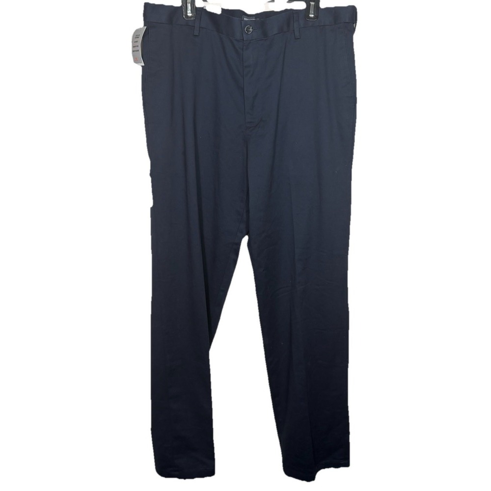 Docker's Comfort Khaki‎ Pants Navy Size 38x36 Classic Flat Front Stretch NEW